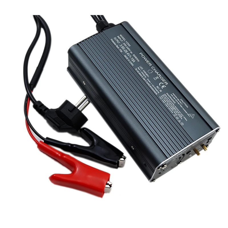 3.65V 14.6V 29.2V 15A Lifepo4 Lithium Ion Charger with Display High-power Aluminum Shell Charger Adjustable Voltage and Current