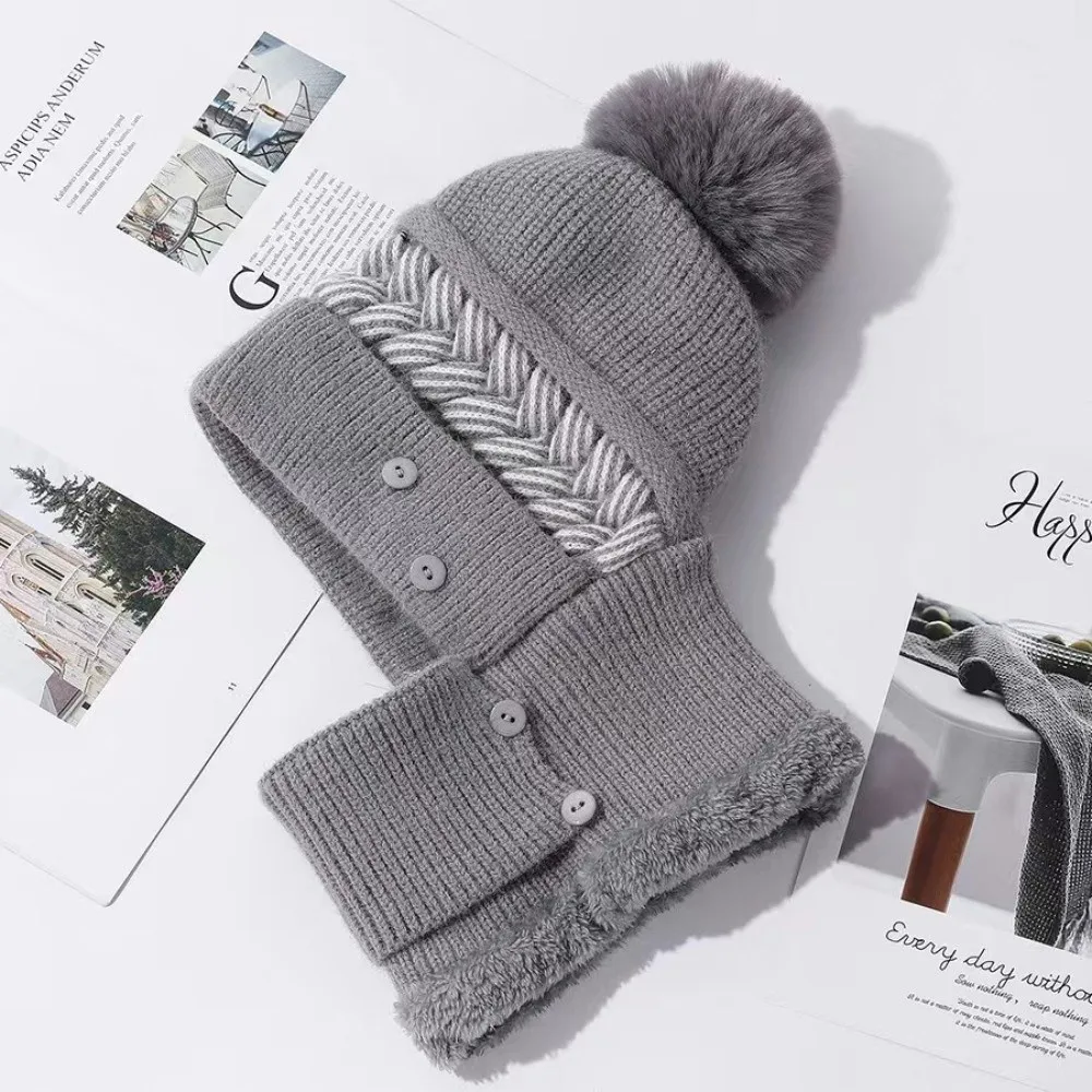Moda quente inverno chapéu cachecol conjunto de pele forrado gorros à prova de frio chapéu à prova de vento proteção de ouvido pescoço mais quente feminino
