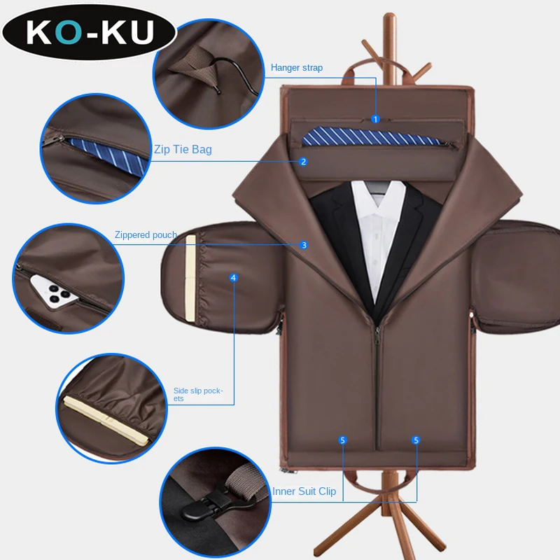 KO-KU Suit Carry on Bag Foldable Suit Storage PU Handbag Large Capacity Business Trip Travel Bag Boarding Trolley Case