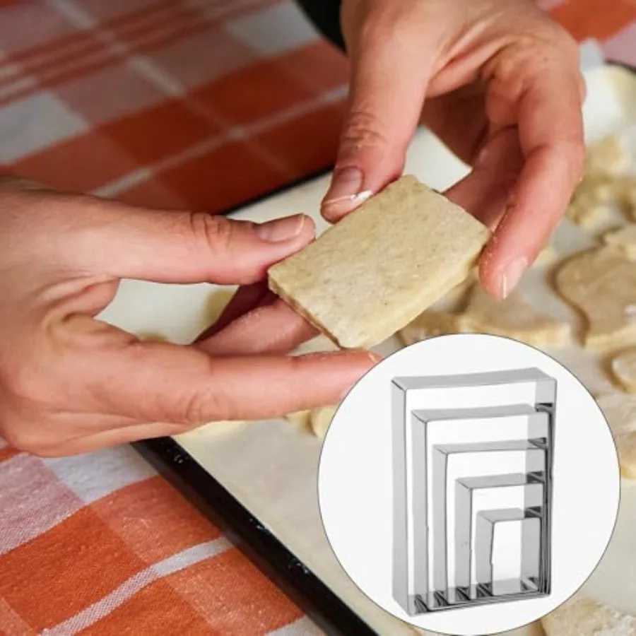 5pcs Rectangular and Square Ce Cutter Set Stainless Steel Silver