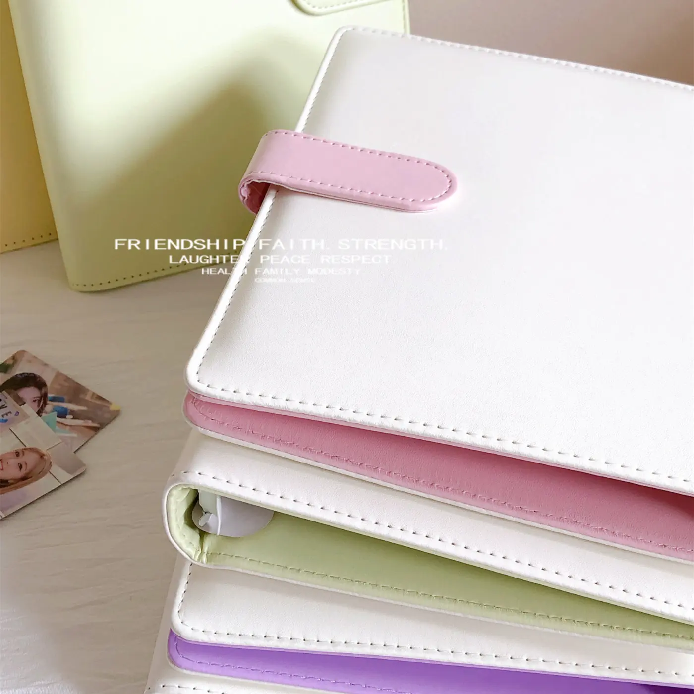 Solid Color A5 Photocard Binder, PU Leather Refillable Album for Idol Polaroid & Postcards, Large Capacity Trading Card Holder