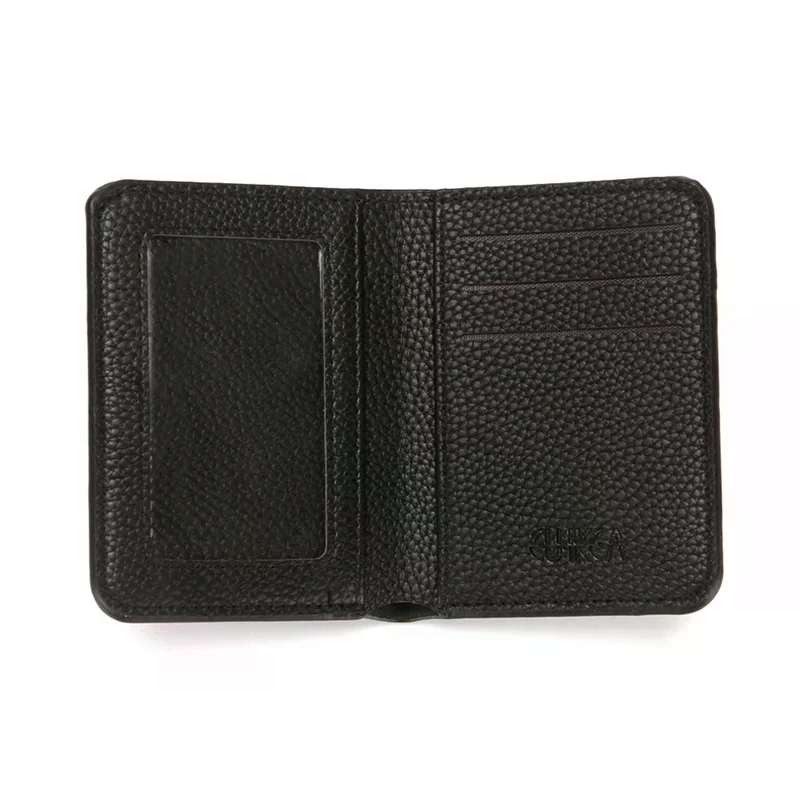 PU Leather Men Wallet Thin Small Credit Card Holder Lychee Pattern Coin Purse