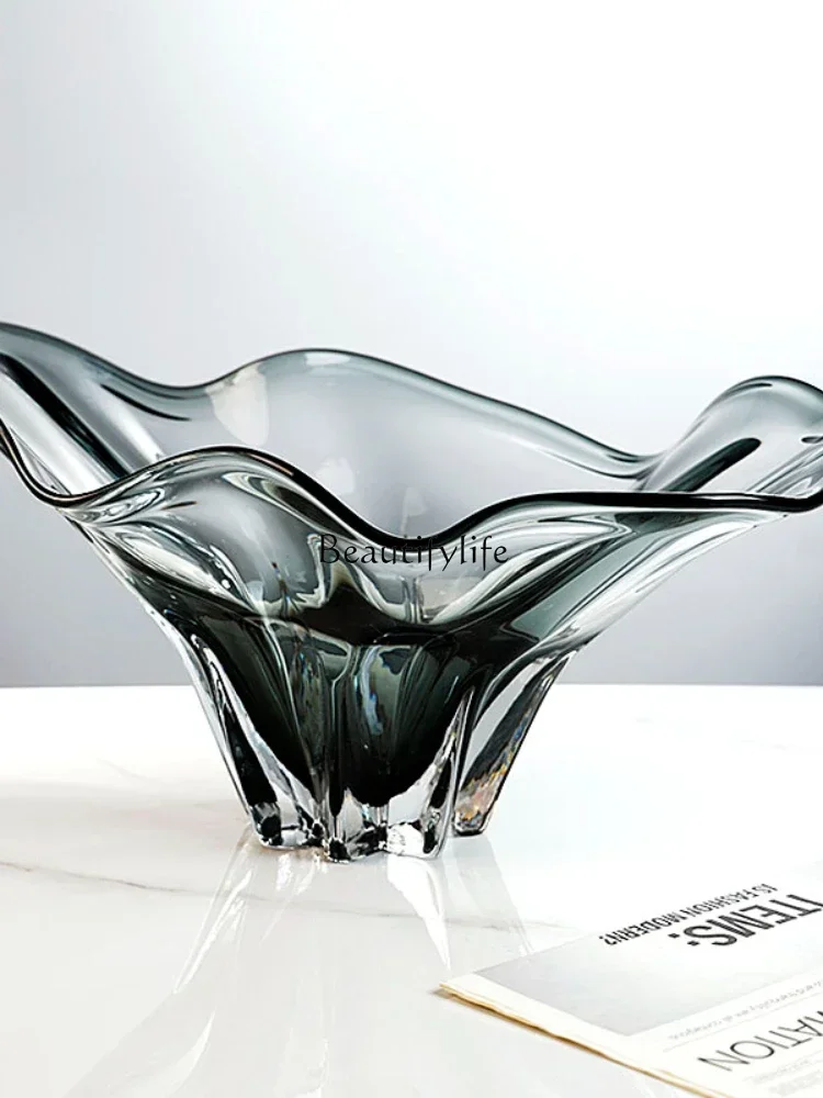 jj *Glazed wavy edge lotus leaf fruit plate light luxury irregular dried fruit candy plate