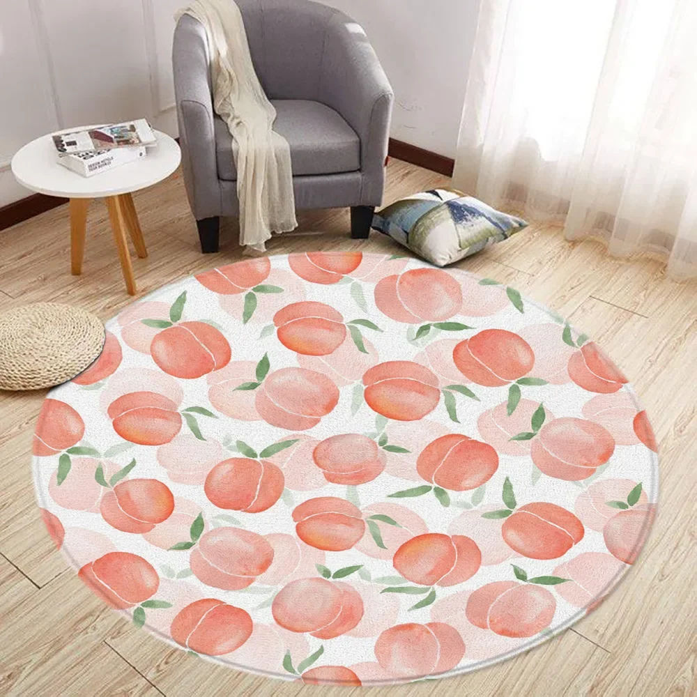 Strawberry Lemon Fruit Round Rug Living Room Decoration Peach Pineapple Bedroom Rug Household Floor Mats Washable Leisure Rugs