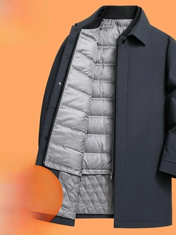 

Three-Way Wearable Long White Duck down Jacket Detachable Inner New National Standard Dad Clothes Casual Style Warmth
