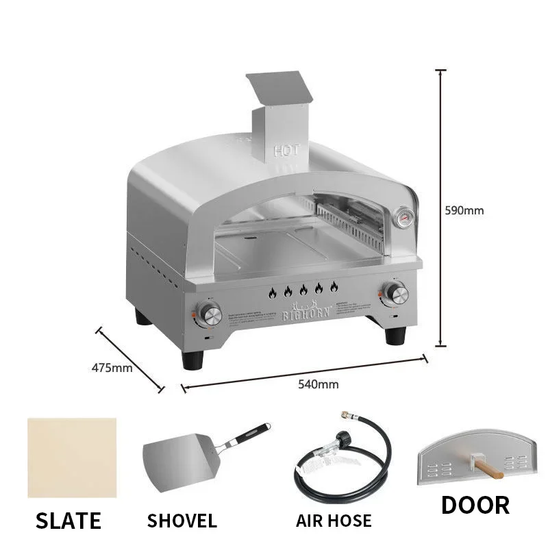 Classic Stainless Steel Outdoor Gas Pizza Oven Traditional Wood‑Fired Look Independent Temperature Control