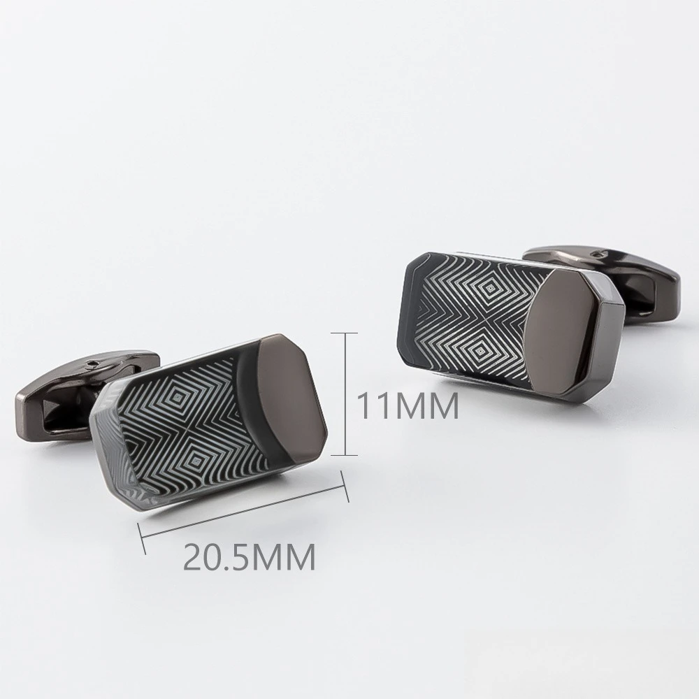 Geometric Diamond Patterned Black Cufflinks Metallic Matte Sleeve Studs Business Suit Shirt High-end Men's Accessories