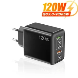 USB 120W Charger 5 Ports PD Fast Charging Phone Charger Adapter For iPhone Samsung Xiaomi Huawei Multi Ports Type C Wall Charger