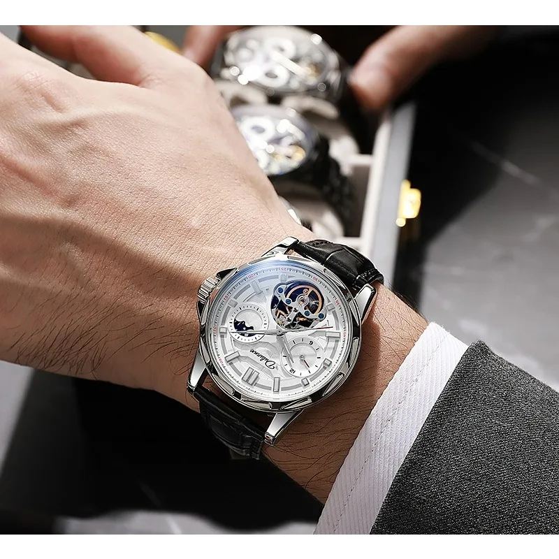 

Automatic Mechanical Watch – Multi-Function Open-Heart, Waterproof Men’s Timepiece with Sun-Moon-Star Luminous Dial