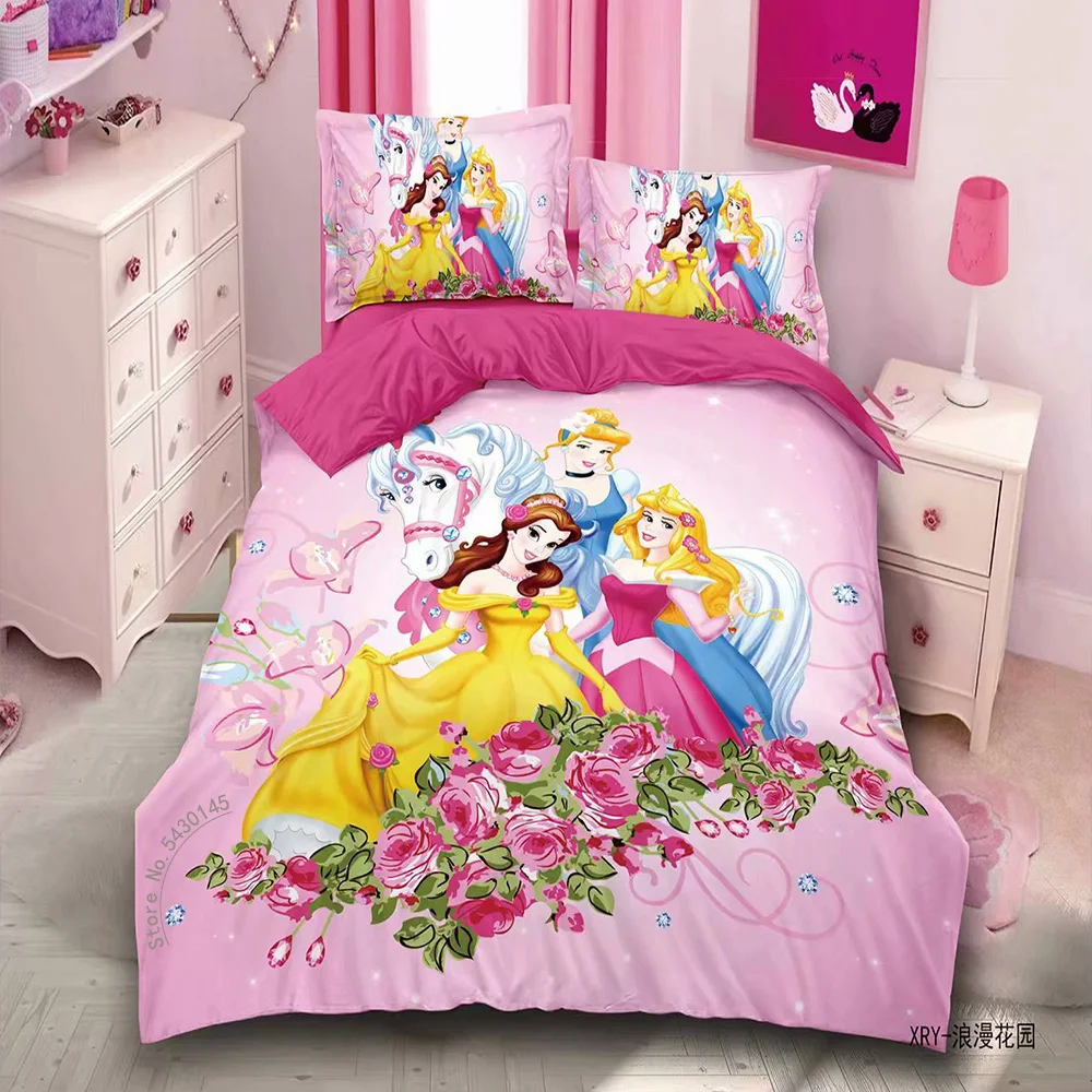 Imagem -04 - Conjuntos de Edredão Disney Frozen para Meninos e Meninas Conjunto de Cama Elsa Rapunzel Princesa Solteiro Lençóis Duplos Fronhas 09 M12 m