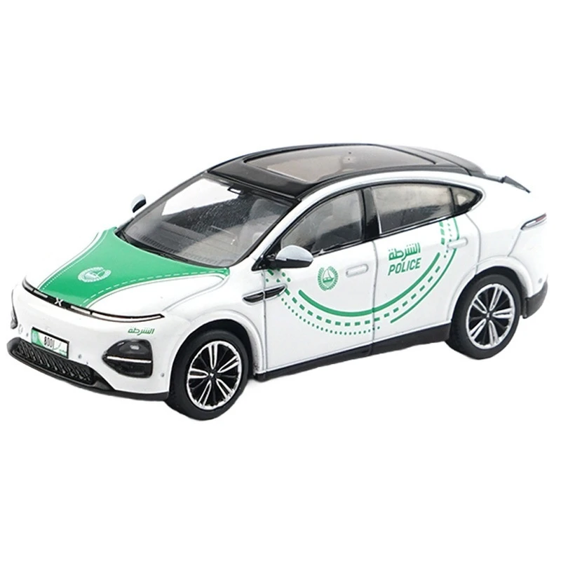 XCARTOYS 1:64 XPeng Motors Dubai مجموعة سيارات الشرطة المزدوجة سبيكة دييكاست نموذج محاكاة مجموعة ثابتة عرض الحلي لعبة