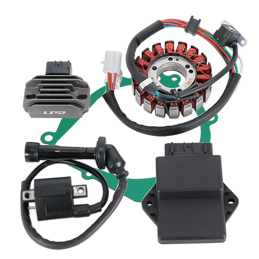Motorcycle Regulator Rectifier+Ignition Stator Coil+Cover Gasket For Suzuki QuadSport 400 LTZ400 32101-07G00 32800-05F10