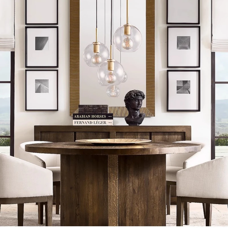 

Light luxury restaurant pendant light bedroom minimalist creative retro glass Nordic study bar counter pendant light