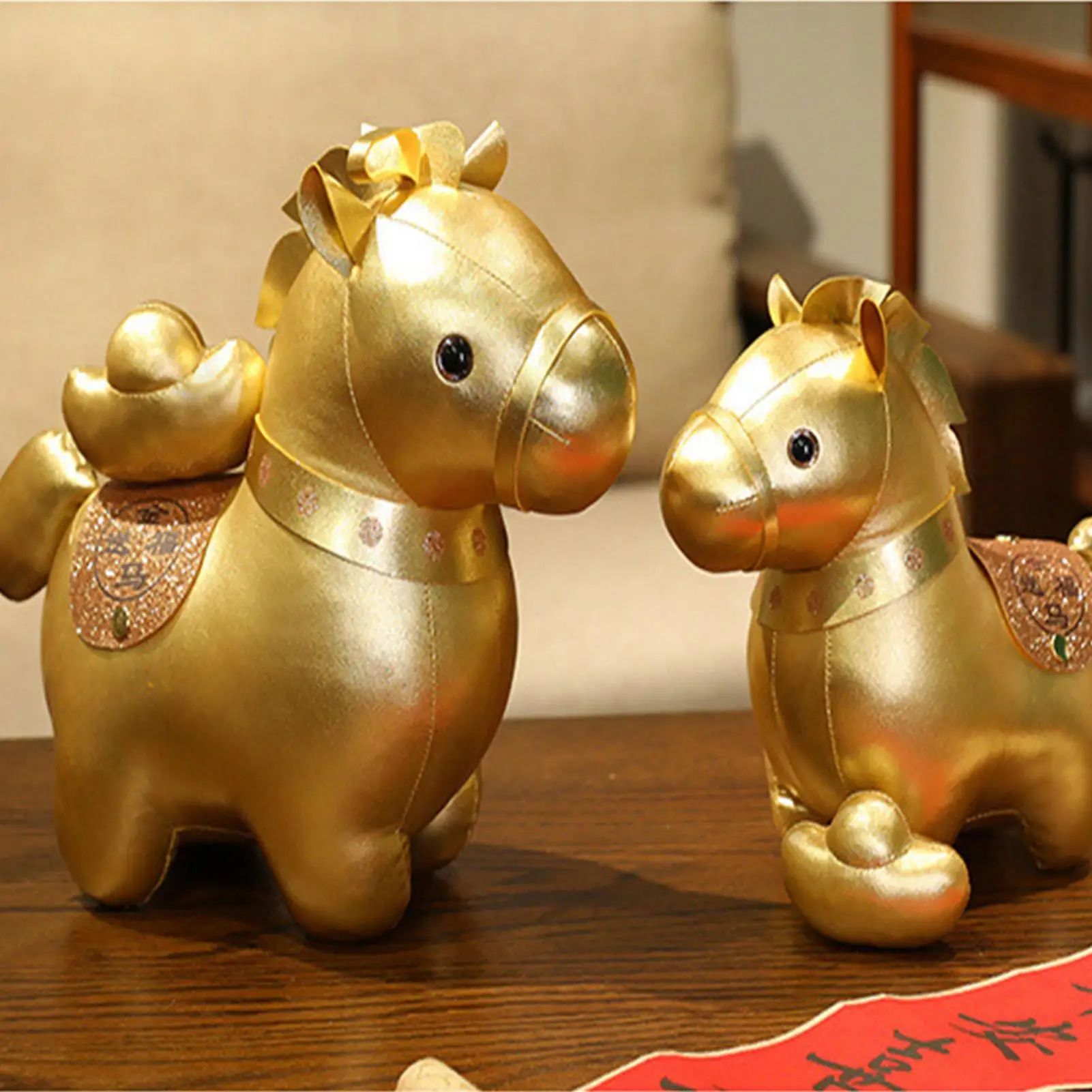 Chinese New Year Horse Plush Stuffed Purse Pendant Horse Mascot Bag Pendant For Bedroom Living Room Study Car Kids Teens Adults