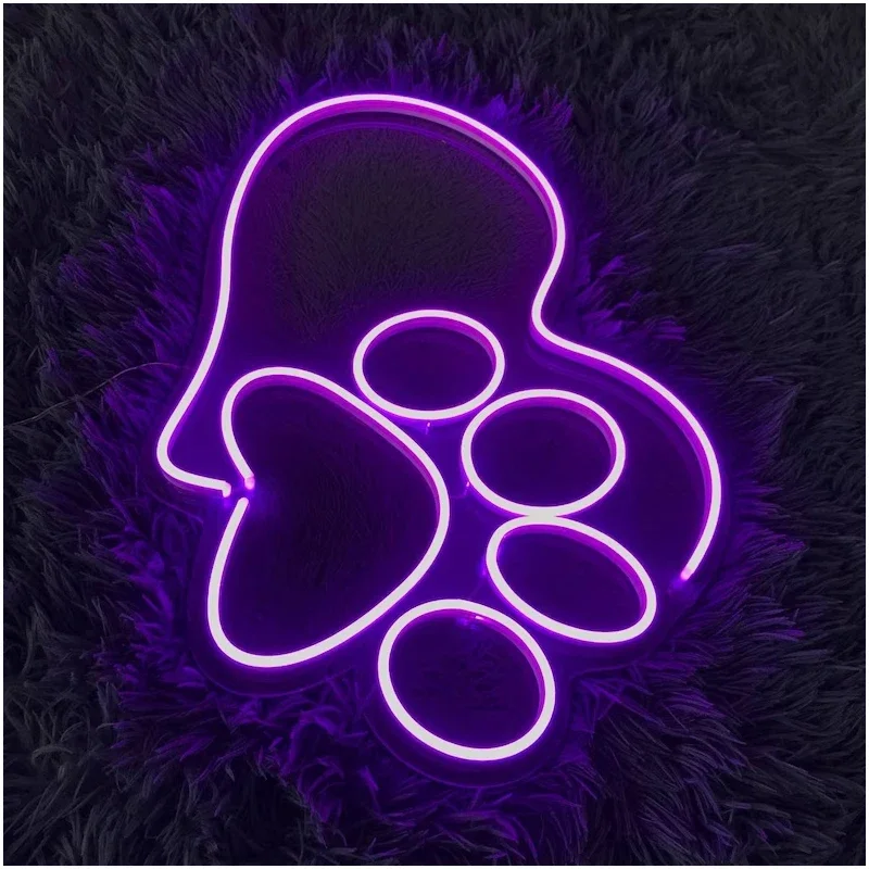 Imagem -02 - Dog Footprint Shape Neon Light Sinal do Cão de Estimação Bonito Animal Led Custom Light Home Wall Hang Neon Decoration