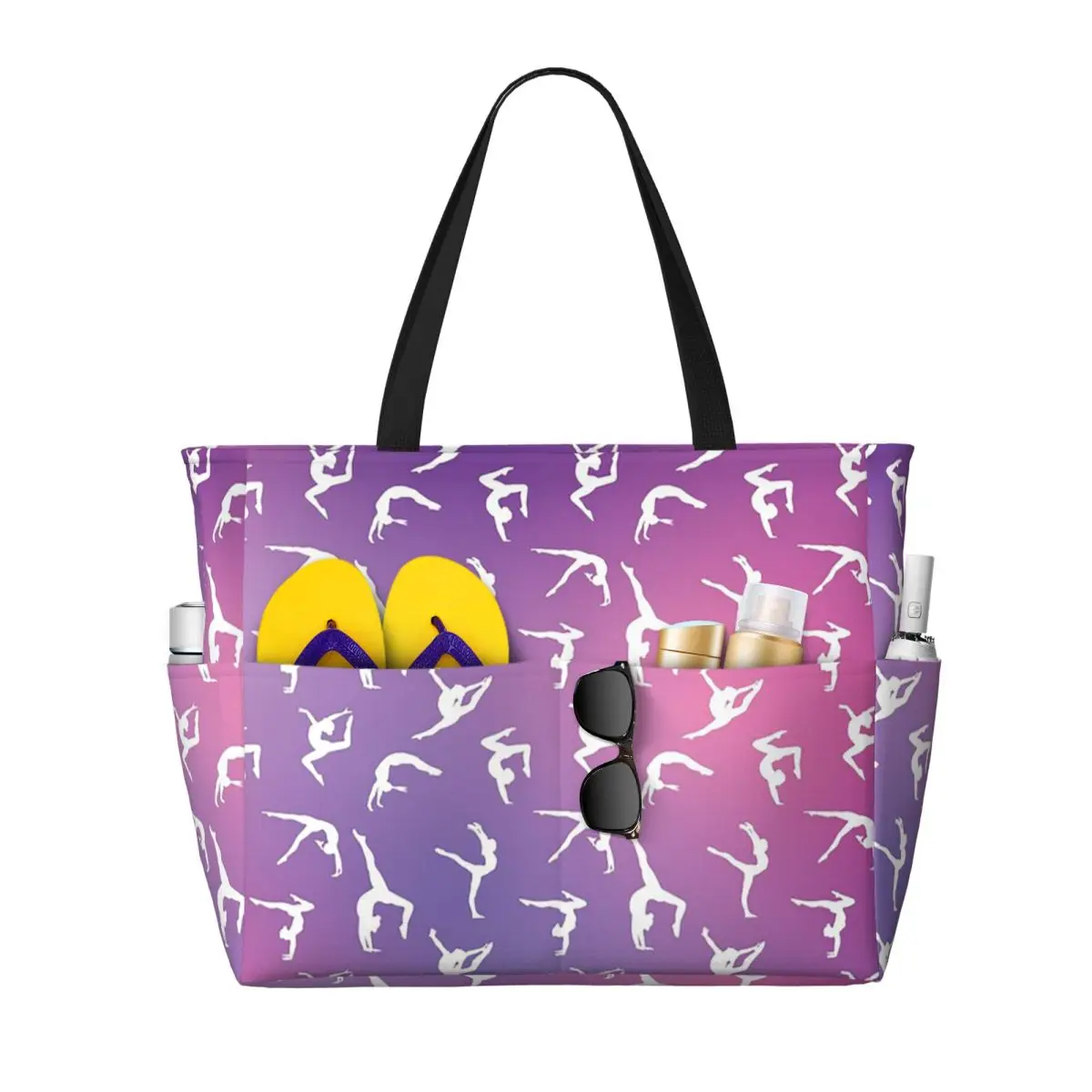 

Dance Rhythmic Gymnastics Pattern Beach Tote Bag Sport Gym Yoga Duffle Large Tote Bag Women Travel Bag Fitness bag
