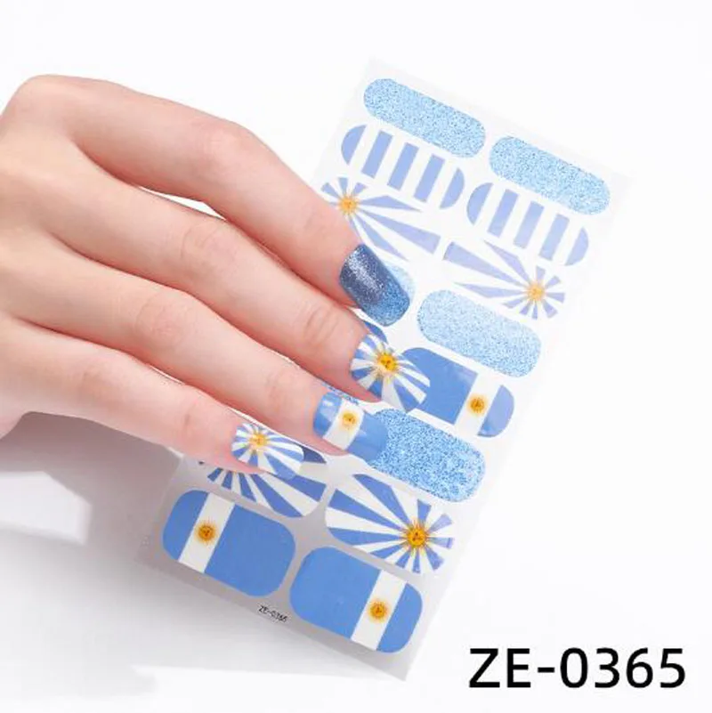 Festival nazionale Involucri per unghie Decalcomanie Adesivo per smalto glitter impermeabile Manicure fai da te Decorazioni per strisce per unghie Pegatinas Para