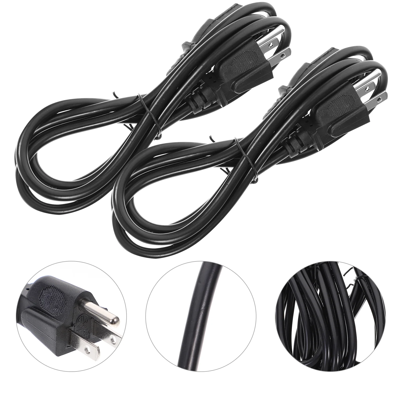 

2pcs Power Cord Adapter Monitor Cable Computer Supply Cords Electronics Appliance Gaming Console Wires AC Cables LED