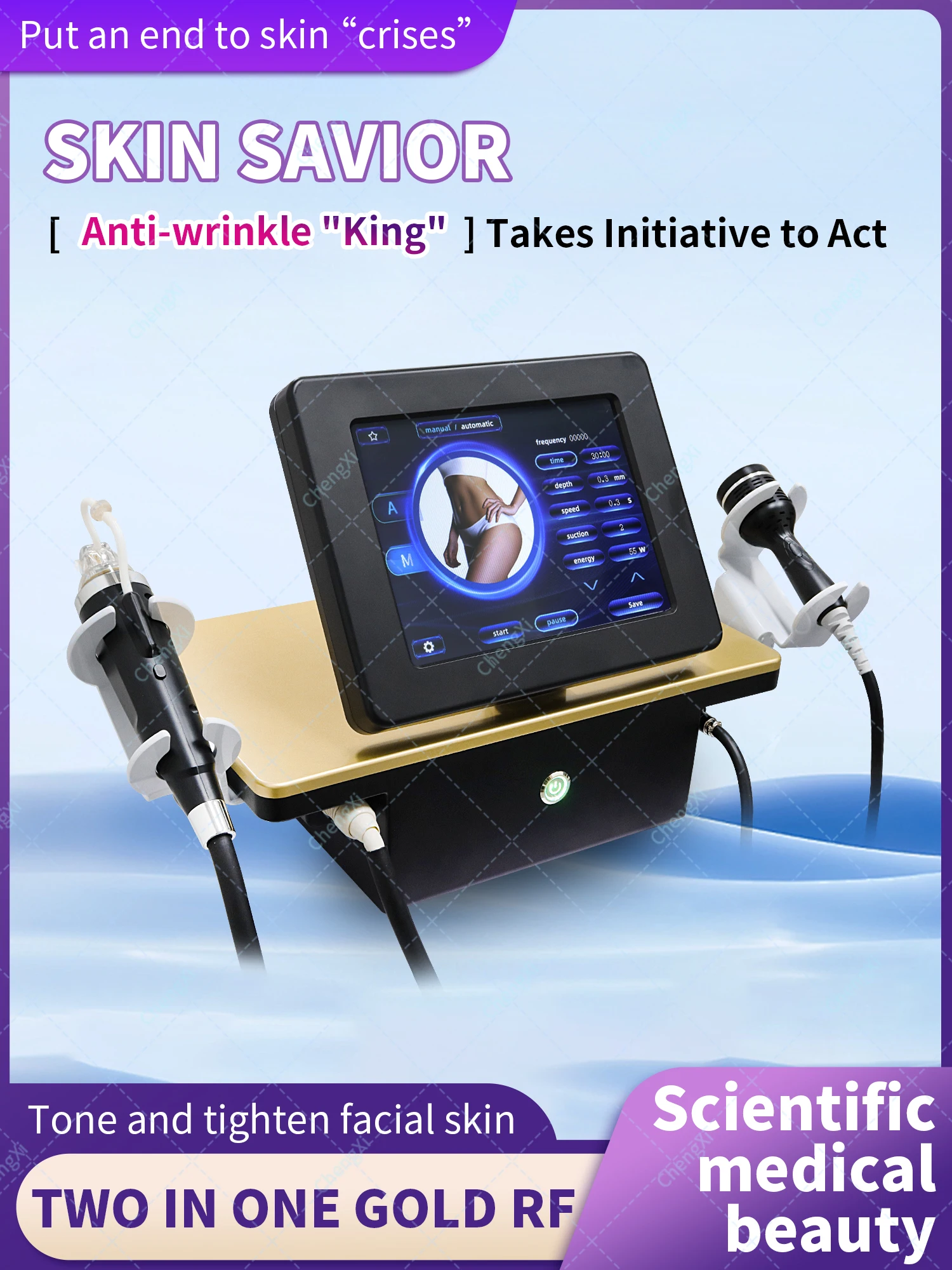 Горячая продажа портативной радиочастотной машины для микронидлинга золотая микроигла с биполярным радиочастотным устройством