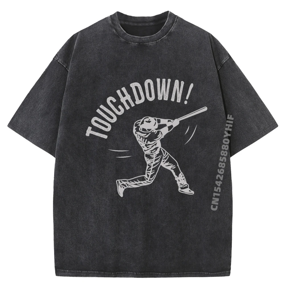 

Touchdown Baseball Graphic T Shirts Men Oversized Fashionable and Trendy Men's Shirt Printing Washed Camisetas
