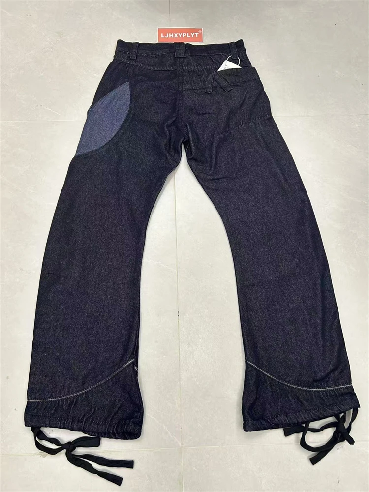 Men's Patchwork Design Vintage Thin Jeans Spring Street Trousers Young Boys Sweatpants Male Straight Loose Casual Wide Leg Pants view 5