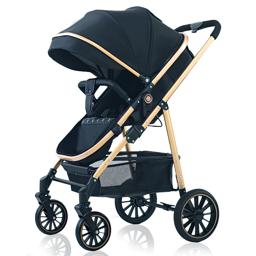 Baby Stroller 3 in 1 Luxurious Portable Travel Baby Carriage Fold Pram High Landscape Aluminum Frame Newborn Infant Stroller