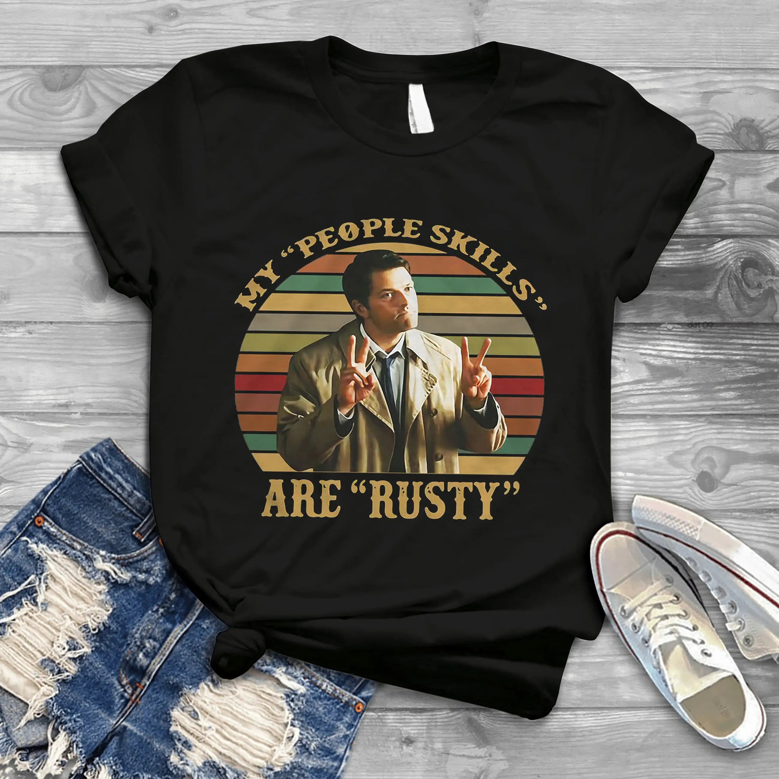 Castiel Supernatural My People Skills Are Rusty Retro Vintage T-Shirt, Retro Gift Tee For You And Your Friends