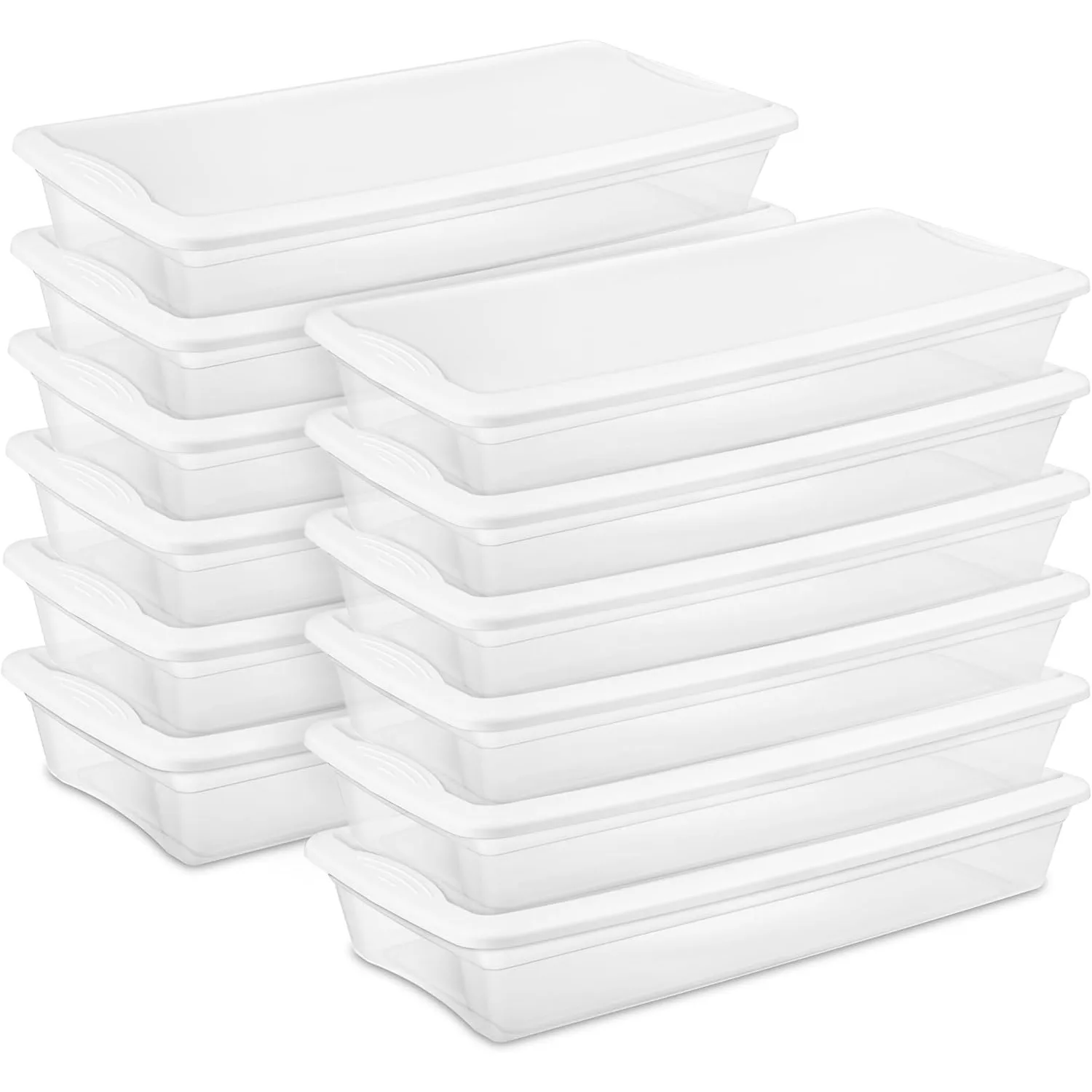 

12-Pack Storage Box, Stackable Clear Plastic Under Bed Bins with Snap-On Lids, 41 Quart