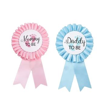 2ชิ้นสำหรับคุณแม่เพื่อเป็นตราและคุณพ่อเป็นตราสัญลักษณ์ของคุณแม่ในงานรับขวัญทารกในวันคลอดแสดงเพศของของตกแต่งงานปาร์ตี้