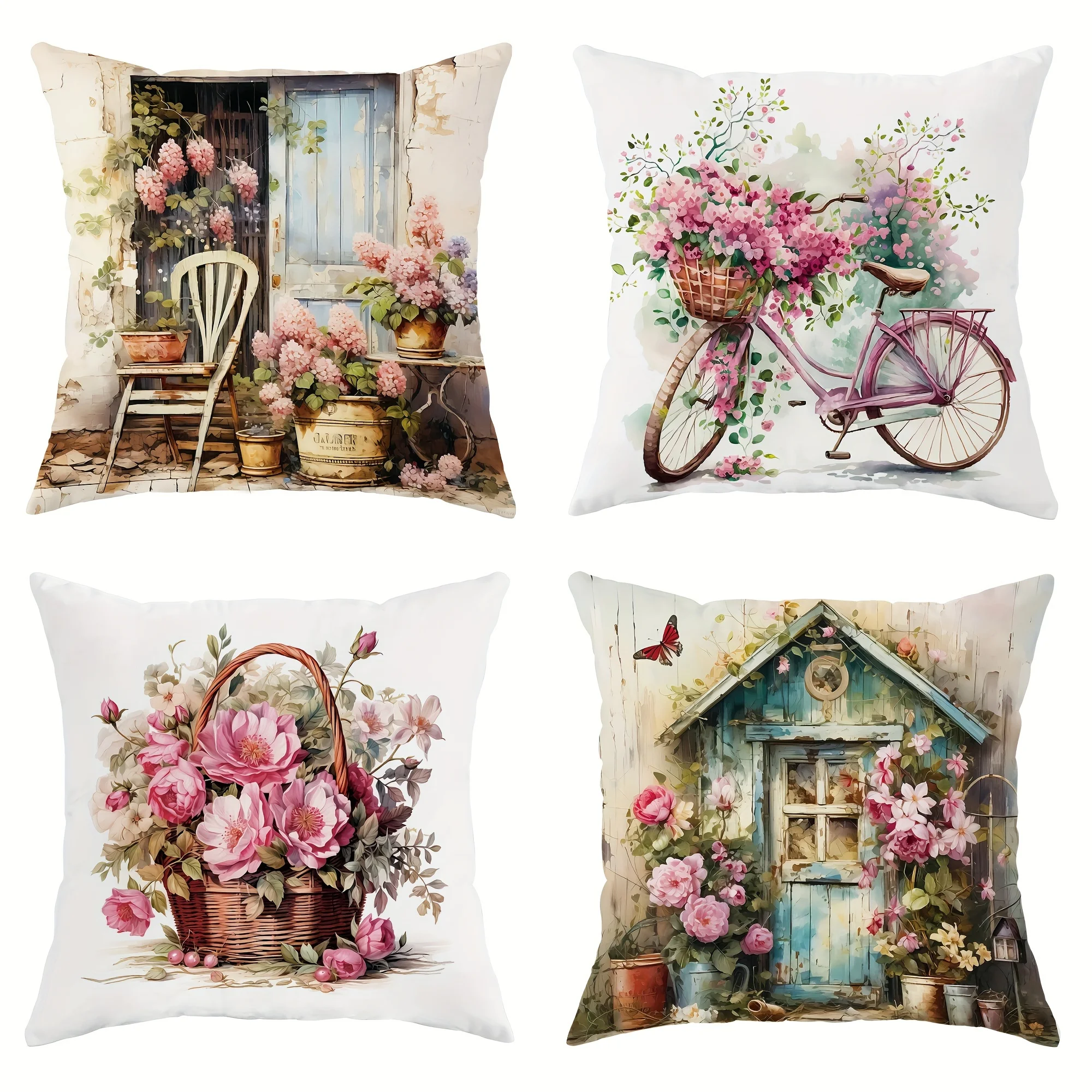 AliExpress HEARMNY Vibrant Floral Bicycle Design Satin Fabric Throw Pillow Covers Farmhouse Decor for Living Room