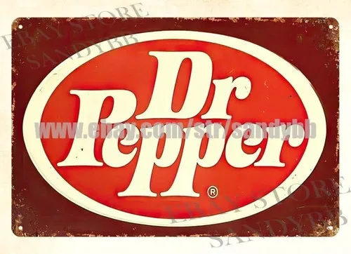 Letrero metálico de Dr Pepper para decoración de sala de estar