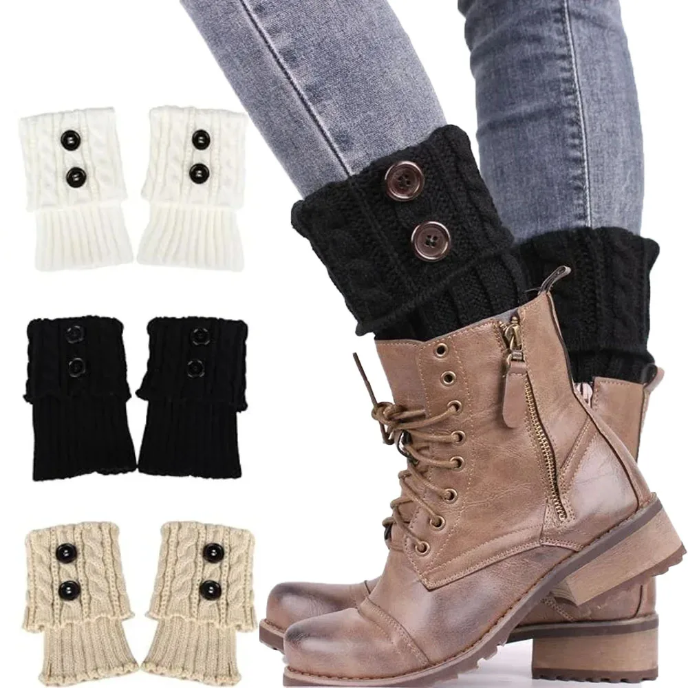 autumn-winter-women-short-wool-cable-knit-leg-warmers-button-ankle-covers-cozy-foot-protectors-boot-toppers-trendy