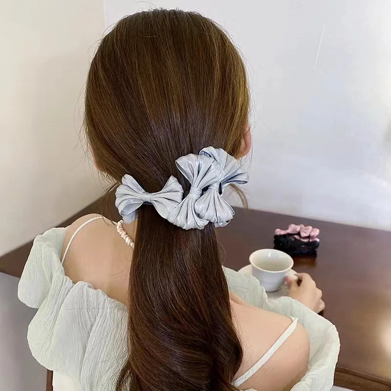 Temperament Bow Hair Clips Women\'s Back of The Head Hairpin Simple Banana Clip Tie Ponytail Hairpin Hair Claw Headwear Headband