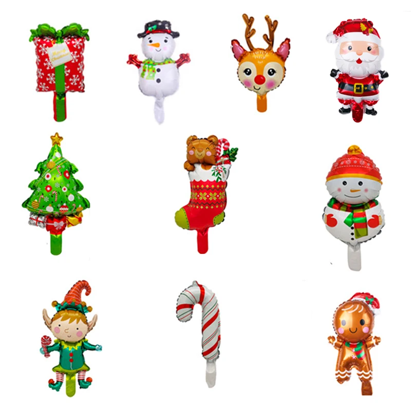 10pcs Mini Christmas Foil Balloons Santa Claus Snowman Elk Balloon Kids Birthday Christmas Decoration Navidad New Year Supplies