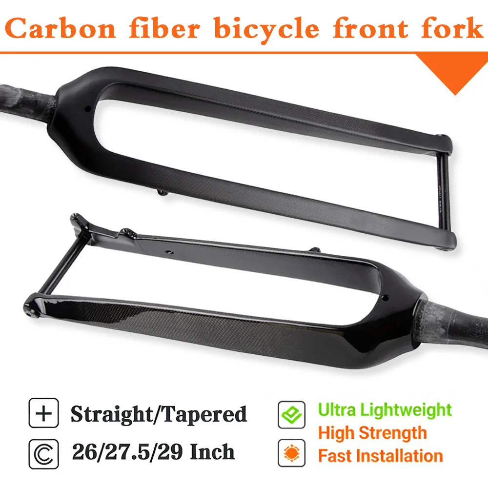 

MTB Carbon Fork T1000 26/27.5/29er Mountain Bike Fork Disc Brake Straight/Cone Steering Tube Carbon Fiber 3K Matte Rigid Fork