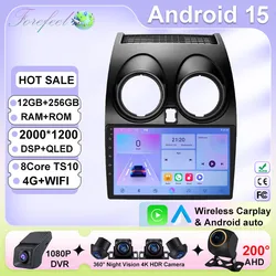 Android 15 For Nissan Qashqai 1 J10 2006 - 2013 Auto Radio Stereo Multimedia Player GPS Navigation DVD 5G High-performance CPU