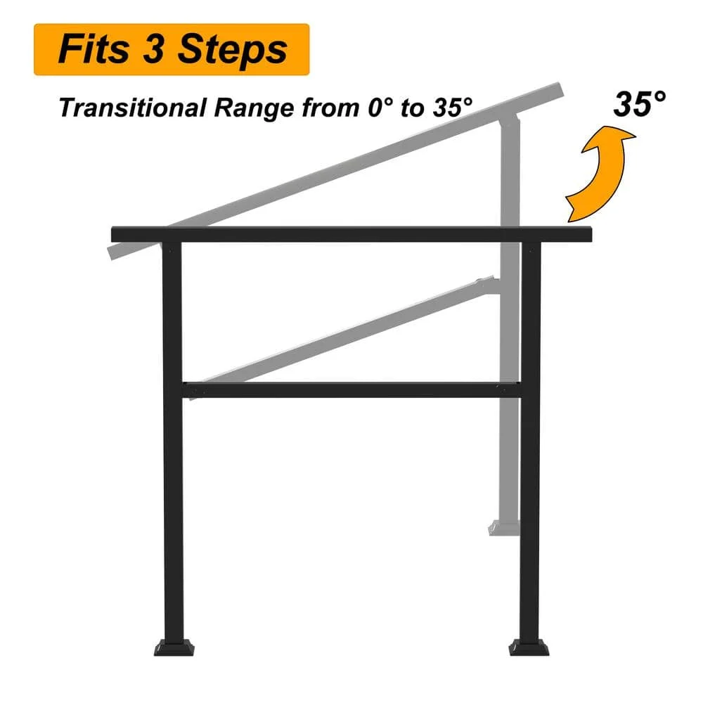 36 cali. Zestaw poręczy z czarnego żelaza, wysokość 100 cm, szerokość 100 cm, regulowane poręcze na zewnątrz, pasują do 2 lub 3 stopni (2 sztuki)