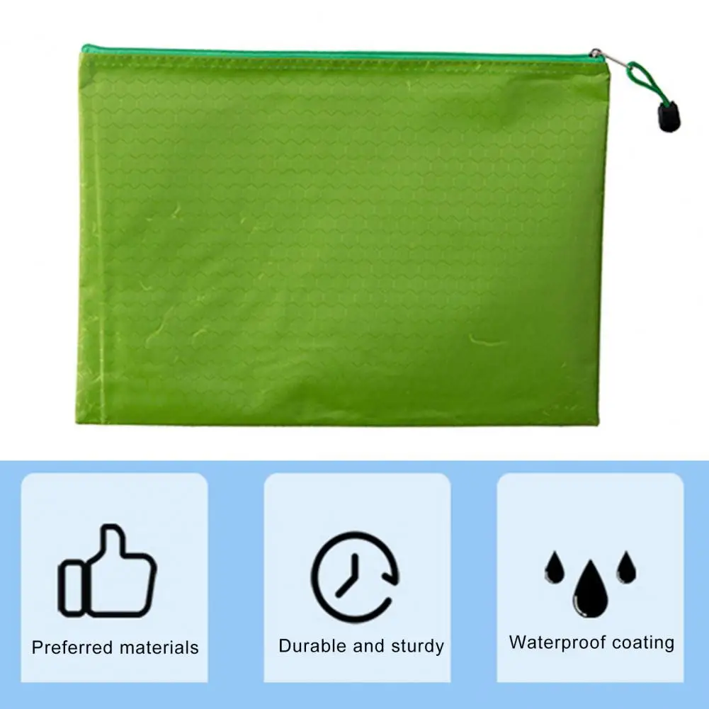 Document Storage Bag Waterproof Oxford Cloth File Bag with Zipper Lanyard Design for Capacity Document Storage Office Supplies