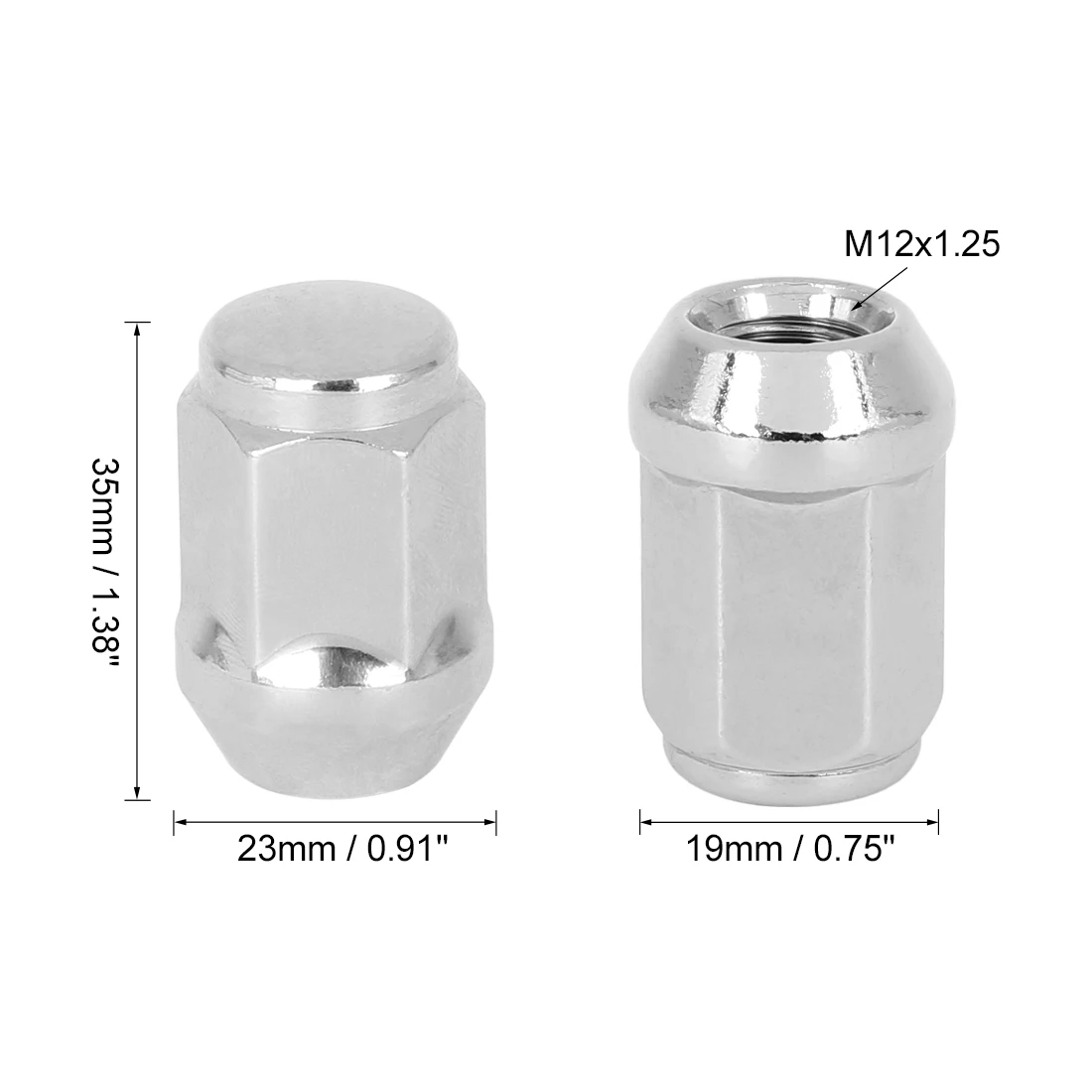 UXCELL 16 Pcs M12x1.25 Chrome Bulge Acorn Wheel Lug Nuts Cone Seat for Car Auto Wheel Replacement Parts Steel Lugnuts