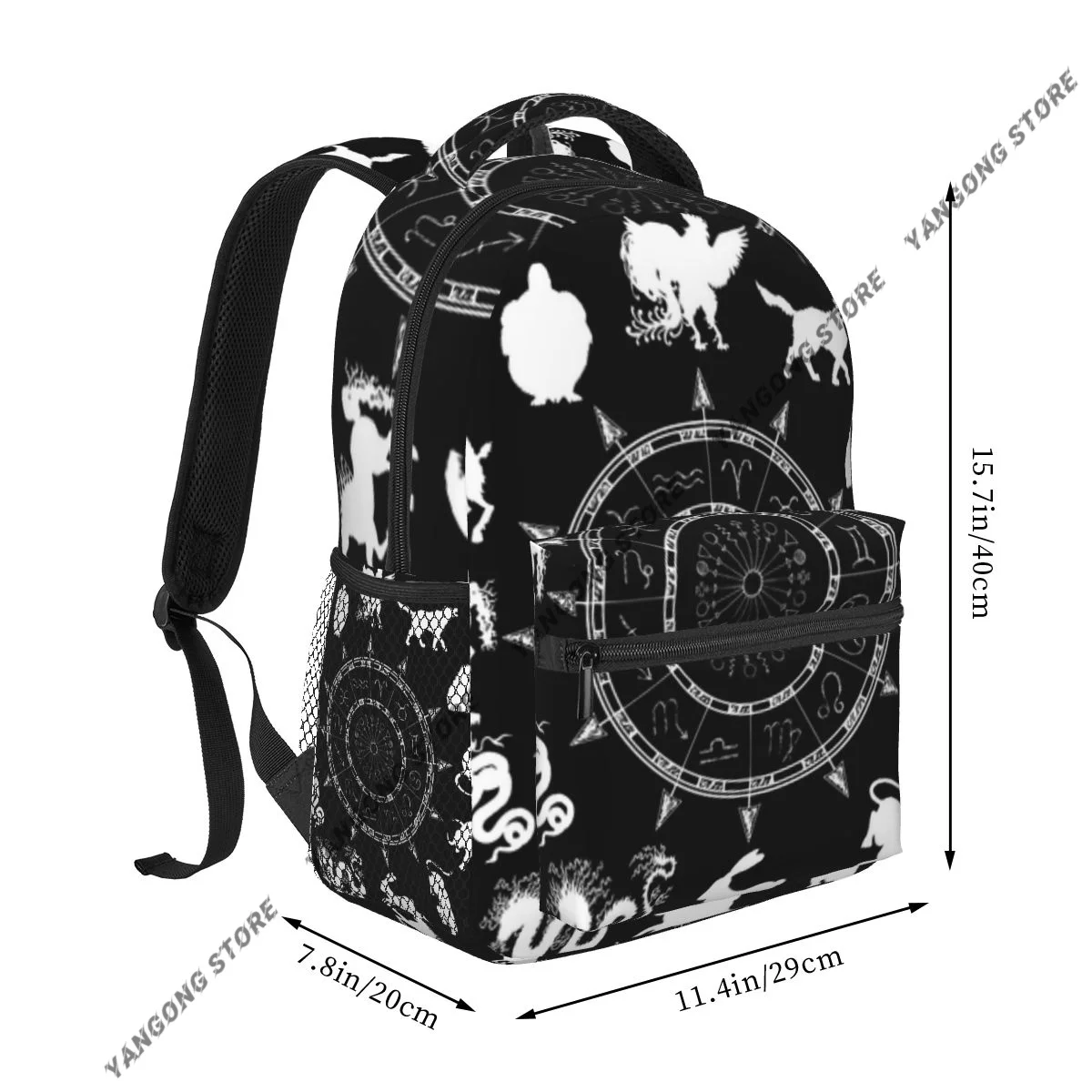 Unisex Black Chart With Horoscope Symbols Female Travel Daypack Laptop Backpack Book Schoolbags Feminina School Casual Women Bag