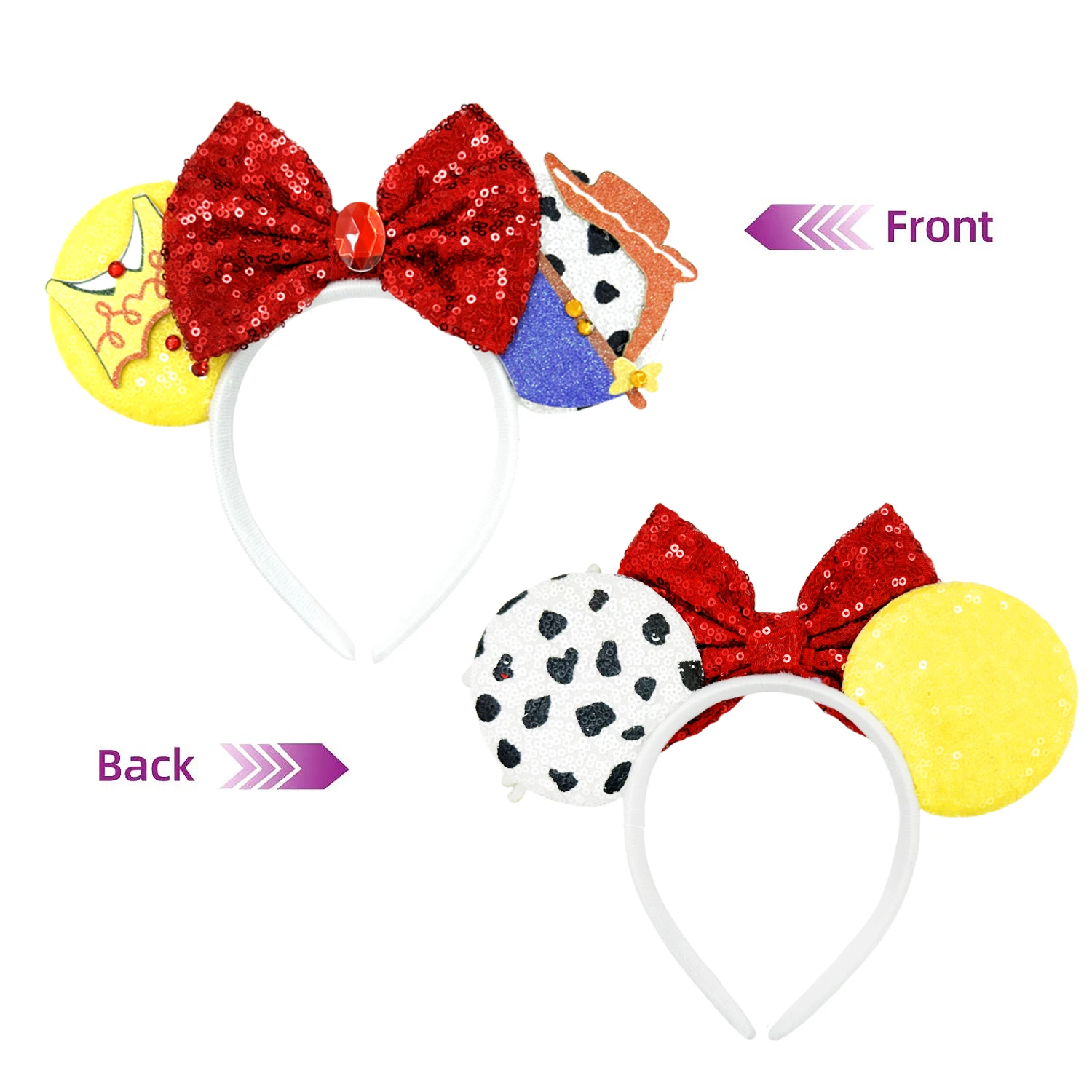 Anime Hair Band Kid Mickey Mouse Headband Woody Hair Accessories Women Bow Cowboy Hat Headwear Girl Buzz Lightyear Hairbands