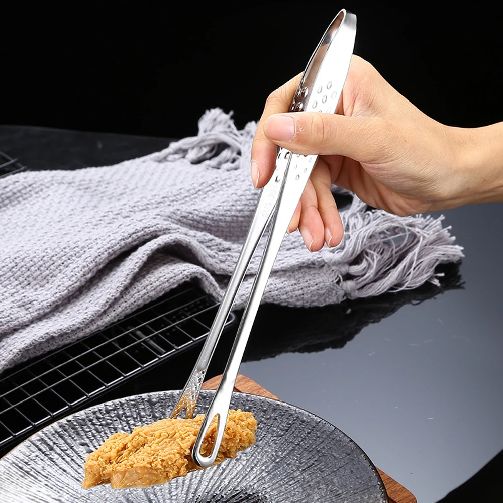

1PCS 304 Stainless Steel Food Tongs Long Handle Non-Slip Barbecue Clip Thickened Steak Clip Kitchen Cooking Tools Accessories