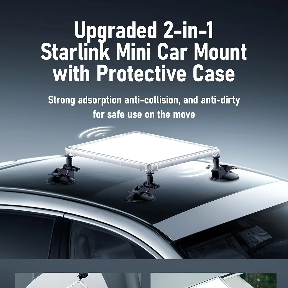 

Используется для Starlink Mini 2-в-1 кронштейн для ПК + кронштейн для крыши на присоске, для фургонов, фургонов, внедорожников, крыши, всепогодной защиты