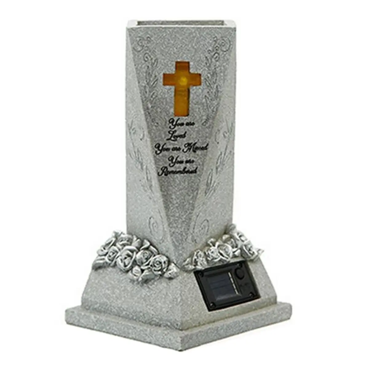2026 Trend Cemetery Grave Flower Vase Solar LED Hand Painted Statue Flower Pot Decorative Statue Vase for Garden Lawn Cemetery