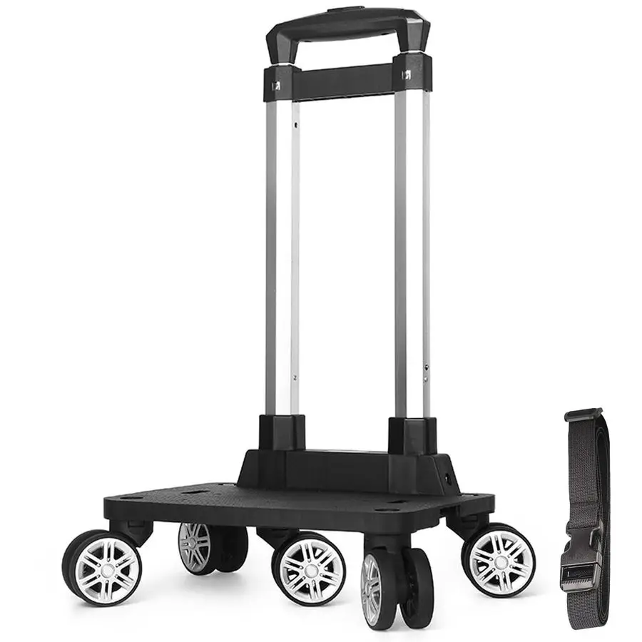

Trolley, Wheeled Folding Luggage Travel Cart Aluminum Roller Carrier for Backpack Schoolbag Boxes5 Wheels Detachable