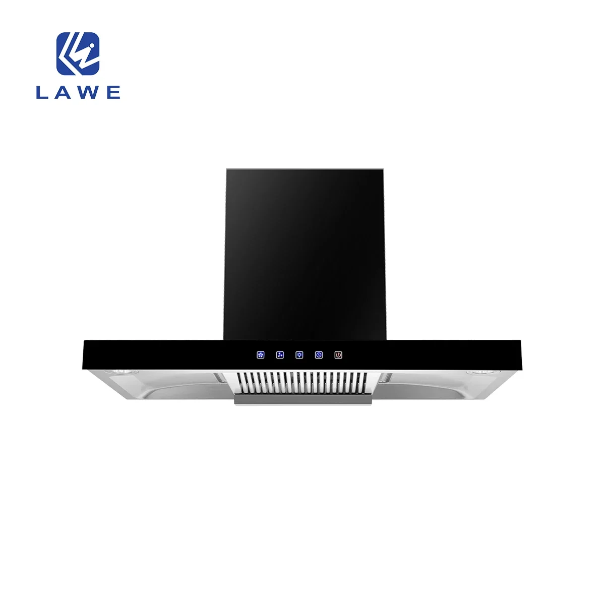 90cm kitchen range hood led light push button t shape fan downdraft cooker for kitchen exhaust chimney range hood