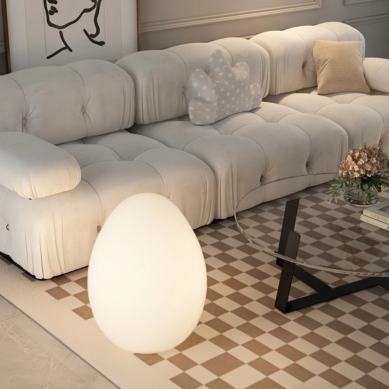 Egg Shaped White Eggs Tart Table Lamp Designer Cream Style Middle Ancient Decorative Creative Floor Lamp House Decoration 2210#