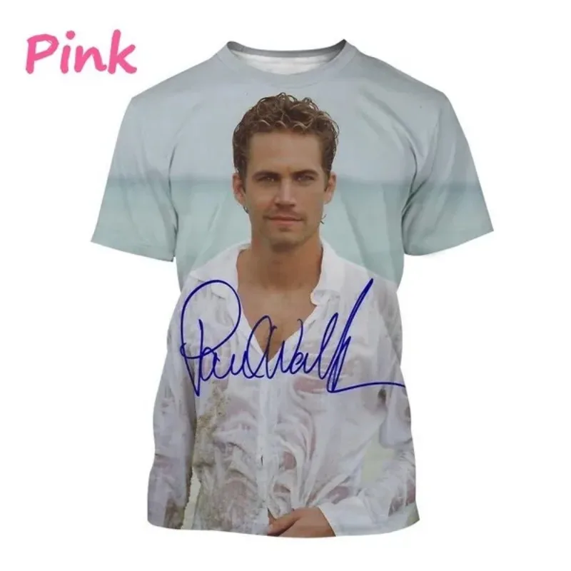 Paul Walker 3D printed T-shirt Fast Furious Round Neck Short-sleeved Movie Star Actor Fashion Neutral Cosplay Men\'s Clothing