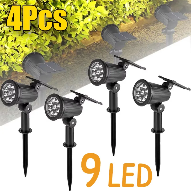 

9LED лампа на солнечной энергии, регулируемый солнечный прожектор, IP65, водонепроницаемый ландшафтный настенный светильник, наружное освещение 1/2 шт.