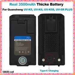 3500mAh Per Quansheng UV-K5 UV-K6 Walkie Talkie Thicke Batteria 18650 Cella Tipo-C Ricarica UV-K58 UV-5R PIÙ Batteria di Ricambio